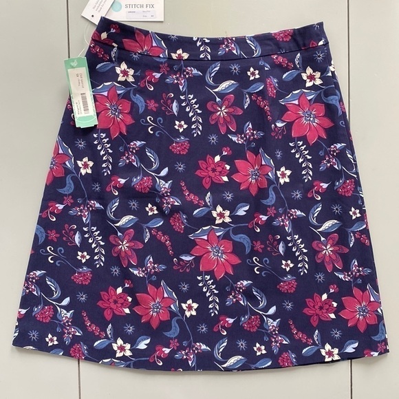 Margaret M Deandra Floral Navy A-line Skirt Size XS - Picture 9 of 11